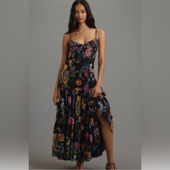 Anthropologie Dresses & Skirts - Anthropologie Black Floral Maxi Dress Size 10